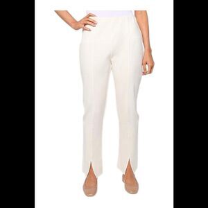 Jaclyn Smith Women's Seamed Ankle Pant with Front Slit Egret - Regular